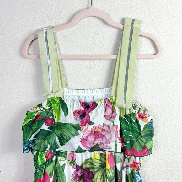 Persifor Clementine Ruffled Midi Tropical Floral Sleeveless Dress size Large - Picture 9 of 13